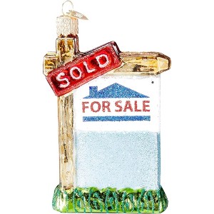 Old World Christmas Glass Blown Ornament for Christmas Tree, Realty Sign - 1 of 4