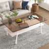 FONTOI Coffee Table Set of 3 with Glass Tabletop&Layer, Modern Table for Living Room Bedroom Office, Brown&White, 22.84"*16.73"*38.58" - 4 of 4