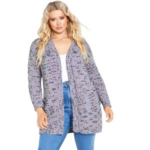 Avenue Women's Plus Size Lia Popcorn Cardigan - 1 of 4