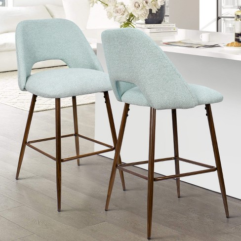 26 inches Edwin Upholstered Counter Height Stool (Set of 2, Set of 3) with Walnut Leg for Kitchen Island, Dining Space - The Pop Home - image 1 of 4