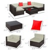 7 Piece Outdoor Patio Sofa Set with Cushions, All Weather PE Rattan, 29.5" Sofa Section, Glass Top Coffee Table for Outdoor Living - 3 of 4