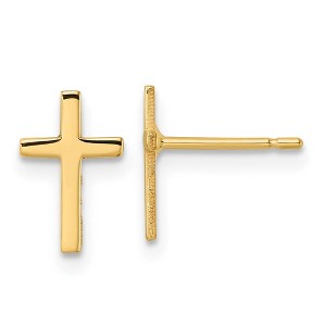 Black Bow Jewelry 10mm Polished Cross Post Earrings in 14k Yellow Gold - 1 of 4