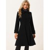 Allegra K Women's Winter Vintage Collared A-Line Double Breasted Long Swing Overcoat - 3 of 4