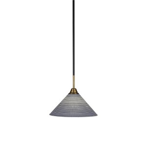 Toltec Lighting Paramount 1 - Light Pendant in  Matte Black/Brass with 12" Gray Matrix Shade - 1 of 1