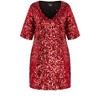 Women's Plus Size Sequin V Neck Glam Dress - crimson | CITY CHIC - 4 of 4