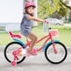 Costway 14/16/18 Inch Kids Bike with Basket Doll Seat & Colorful Streamers 2 Training Wheels Pink - 4 of 4
