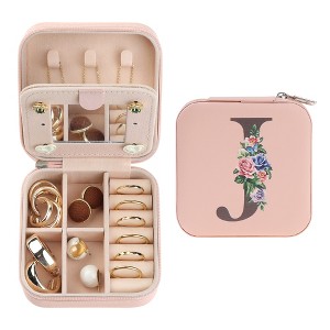 Unique Bargains Portable Mini PU Leather Storage Display Holder Jewelry Box with Mirror for Women - 1 of 4