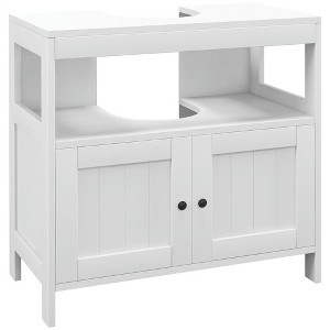 Resenkos Toilet Storage Cabinet, Bathroom Storage Cabinet,Bathroom Under Sink Cabinet with 2 Doors and Open Shelf, Bathroom Vanity, White - 1 of 1