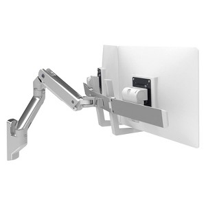 Ergotron 45-479-026 HX Wall Mount Dual Monitor Arm, Polished Aluminum, Up to 32" - 1 of 3
