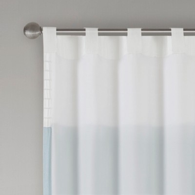 Green and Aqua Polyester Pintuck Light-Filtering Curtain Panel