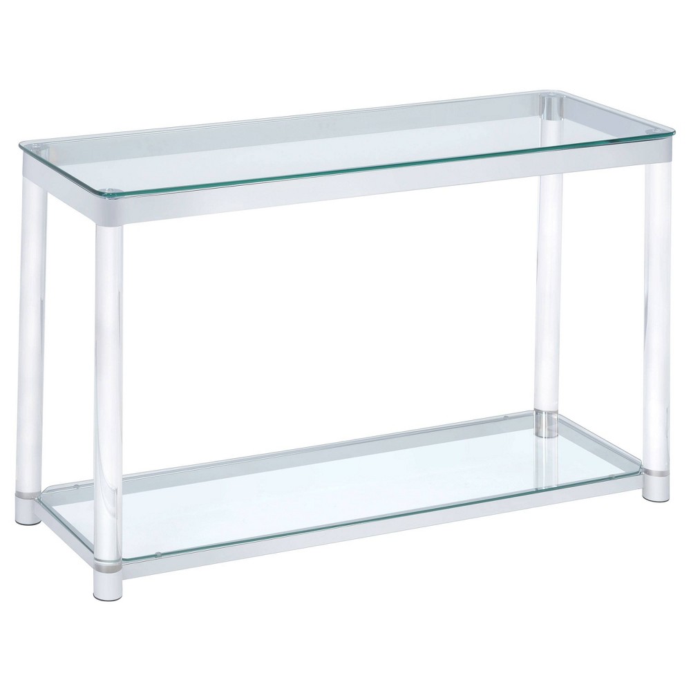 Photos - Coffee Table Anne Acrylic Console Sofa Table with Glass Top and Shelf Chrome - Coaster