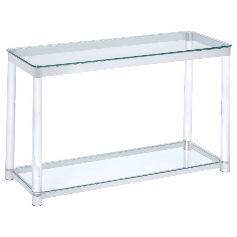 Anne Acrylic Console Sofa Table with Glass Top and Shelf Chrome - Coaster, 1 of 6