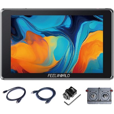 Feelworld S7 7 Inch 12G-SDI Video Monitor,1600 Nits CNC Touchscreen,HDMI/SDI Lut Out/Conbersion,with F970 Dual Battery Plates for DSLR Camera
