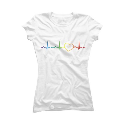 Adult Design By Humans Rainbow Pride Heartbeat By Luckyst T-Shirt