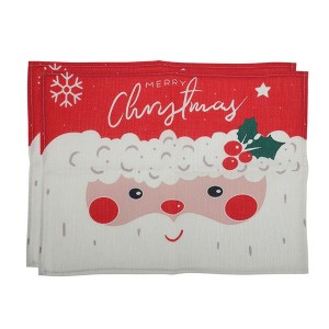 Unique Bargains Christmas Place Mats Linen Red White 13"x17.7" 2 Pcs - 1 of 4