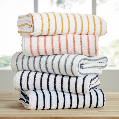 Cabana Stripe 100% Cotton Pool and Beach Towels - Pack of 2 or 4 - Oversized, Absorbent, Quick-Dry Towels - Becky Cameron