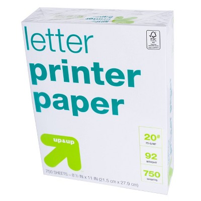 750 Sheets Letter Printer Paper White - up & up™