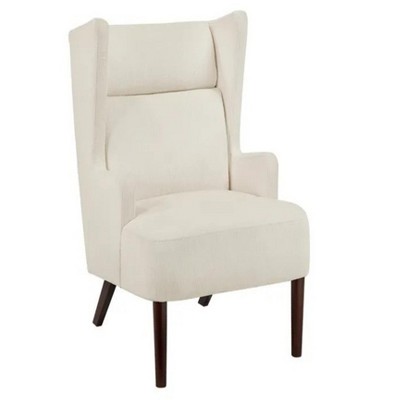 27.5"Beige Wingback Accent Chair Chenille Upholstery