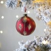 TopComfy Decorative Object Glass Christmas Ball Ornaments Chic Glitter Finish for Holiday Tree Decor, Red, 3.9"*3.9"*3.9" - 3 of 4