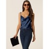 cheibear Women's Satin Cowl Neck Cami Top with Long Pant PJ Loungewear Silky Pajama Set - 3 of 4