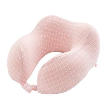 Travel Pillow - Memory Foam Pillow with Washable Cover - Neck Pillows for Sleeping on Airplanes, Trains, Cars, and Buses by Home-Complete (Pink)