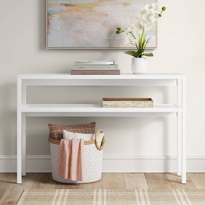 White Console Sofa Entryway Tables, Narrow Entryway Table With Shelves