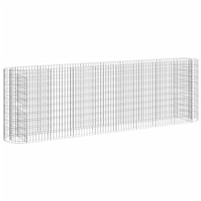 vidaXL Gabion Raised Bed in Galvanized Iron - Rustproof and Weather-Resistant Outdoor Garden Planter in Silver