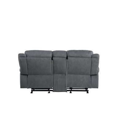 Modern 2-Tone Gray Velvet Tufted Loveseat with Storage & Cup Holder