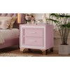 PAGED Velvet Nightstand with 2 Drawers, Mid Century Vintage Bedside Table with Silver Glitter Strip Decor and Metal Legs for Bedroom - 4 of 4