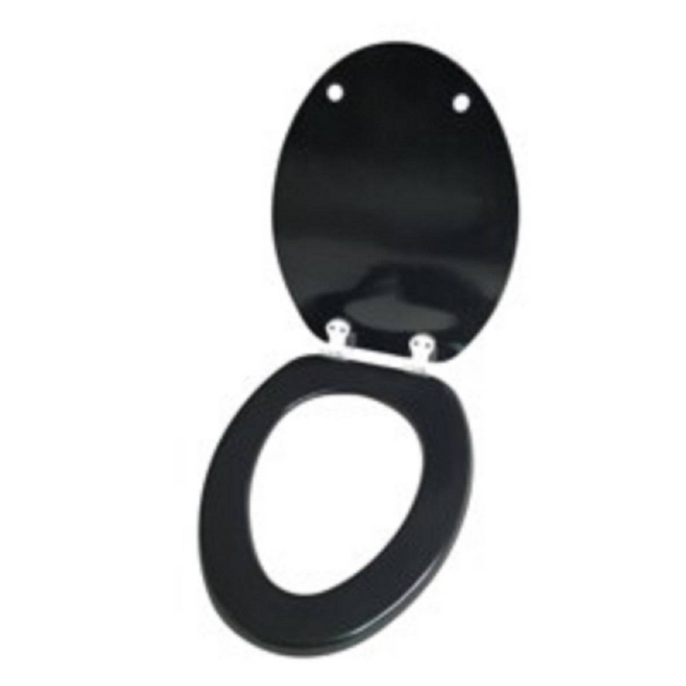 Photos - Toilet Accessory Elongated Toilet Seat with Easy Clean & Change Hinge Black - J&V TEXTILES