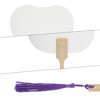 Unique Bargains Portable Double-Sided Long Handle Round Xuan Paper Palm-Leaf Folding Fan 1 Pc - 3 of 4