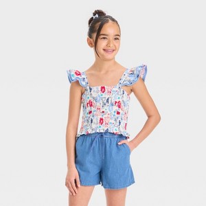 Girls' Stitch Smock Tank Top - The Disney Collection by Cat & Jack™ Cream - 1 of 3