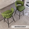 Leather Woven Bar Stool Set of 2, Legs Barstools, No Adjustable Kitchen Island Chairs, 360° Upholstered Counter Stool, Arm Chairs - 4 of 4
