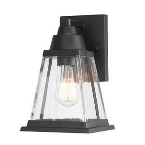 Globe Electric Merle 1-Light 10.65" Metal Outdoor Wall Sconce with Clear Glass Shade Brown - 1 of 4