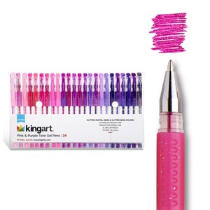 KINGART Gel Pens, Soft Grip, 24 Pink & Purple Tone Colors - 1 of 4