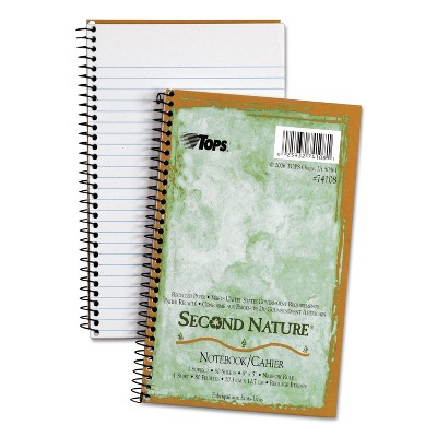 Tops Second Nature Subject Wirebound Notebook Narrow 5 x 8 White 80 Sheets 74108