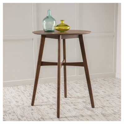 Round Natural Walnut Bar Height Dining Table
