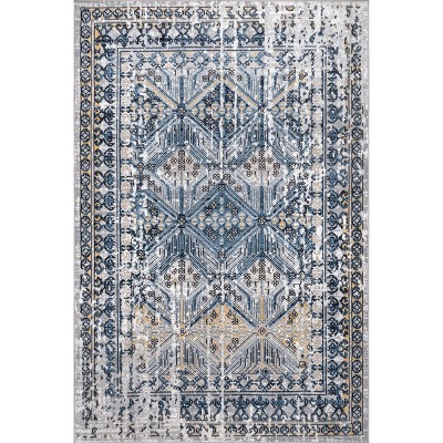 Nuloom Sidney Machine Washable Vintage Diamond Indoor Area Rug - Blue 5x7
