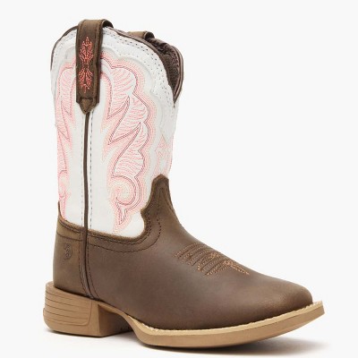 Kids Durango® Lil' Rebel Pro™ Big Kid's Trail Brown and White Western Boot