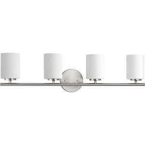 Progress Lighting Replay Collection 4-Light Bath Vanity, Brushed Nickel, Porcelain Shade - 1 of 3