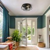 Dewdrop Industrial Semi- Flush Mount Ceiling Light, Black Metal Cage Fixture, 3-Light Farmhouse Vintage Lighting - 4 of 4