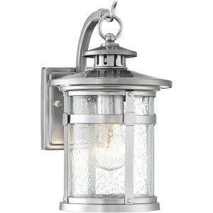 Franklin Iron Works Callaway Modern Industrial Outdoor Wall Light Fixture Chrome 14 1/2" Clear Seedy Glass for Post Exterior Barn Deck House Porch - 1 of 4