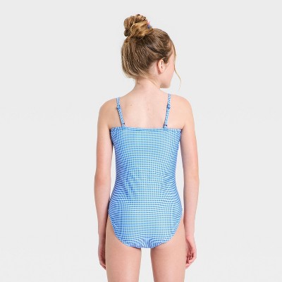 Art Class Girls' Gingham One Piece Swimsuit - art class™ Blue L — фото 2
