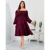 Clearlove Womens Plus Size Square Neck Dresse High Waist Smocked Ruffle A Line Tiered Flowy Maxi Dress with Pocket - 3 of 4