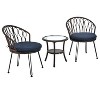 Sapphtopaz Patio Furniture Set Bistro Patio Chairs Rattan Lounge Chairs with Cushions and Glass Table Patio Chairs for Garden, Terrace - 3 of 4