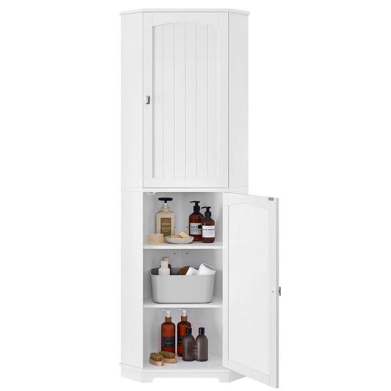 VASAGLE Tall Corner Cabinet, Bathroom Storage Cabinet with 2 Doors and 4 Adjustable Shelves,White, 1 of 9