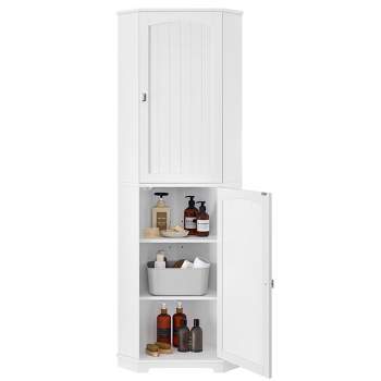 VASAGLE Tall Corner Cabinet, Bathroom Storage Cabinet with 2 Doors and 4 Adjustable Shelves,White