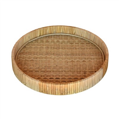 HomeRoots 12" Natural Round Bamboo Handmade Serving Tray