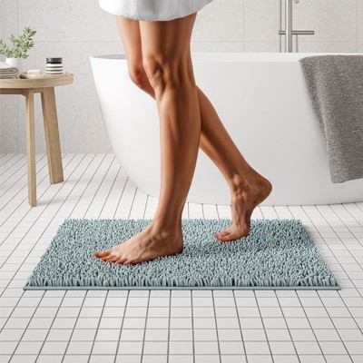 Mayshine Luxury Plush Shaggy Chenille Bathroom Mat, Non-Slip Bathmat, Super Absorbent Bathroom Rug