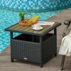 Outsunny 22'' Rattan Wicker Side Table with Steel Frame, Umbrella Insert Hole, Sand Bag for Outdoor, Patio, Garden, Backyard - 3 of 4